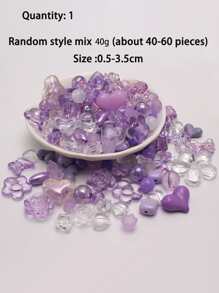 1 Bag / 40g Assorted Acrylic Bead Mix For Making Bracelets, Necklaces, Phone Chains - Includes Flower, Bow, Heart Designs For DIY Jewelry Crafting - Multicolor - View 5