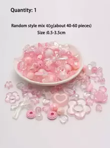 1 袋/40 克各种亚克力珠子，适合 DIY 珠宝制作，包括花朵、蝴蝶结、心形珠子，适用于手链、项链、手机吊饰 - 彩色 - 查看 4