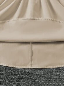 女孩泡泡袖花卉圖案繫腰帶洋裝 - 杏色 - 查看 6