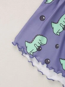 Girls' Dinosaur Print Cami Set For Home Wear - Multicolor - View 3