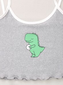 Girls' Dinosaur Print Cami Set For Home Wear - Multicolor - View 4