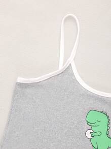 Girls' Dinosaur Print Cami Set For Home Wear - Multicolor - View 6