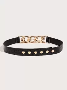 Street 1 件女士链条装饰时尚腰带，适合日常装饰万圣节夏季、学校秋季、秋季、万圣节 - 黑色 - 查看 3