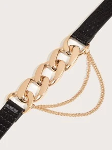 Street 1 件女士链条装饰时尚腰带，适合日常装饰万圣节夏季、学校秋季、秋季、万圣节 - 黑色 - 查看 4