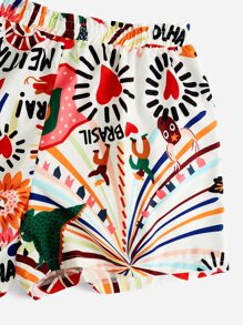 SHEIN VCAY Plus Allover Print Cami Top & Shorts - Multicolor - View 5