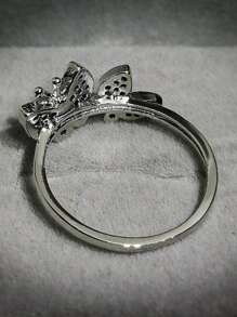 水鑽蝴蝶裝飾戒指 - 藍色 - 查看 2