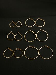 6對/套時尚極簡圓耳環適用於女士日常裝飾