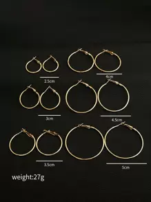 6對/套時尚極簡圓耳環適用於女士日常裝飾