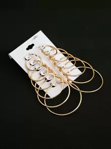 6對/套時尚極簡圓耳環適用於女士日常裝飾