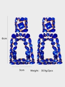 水鑽裝飾幾何耳墜 - 藍色 - 查看 3