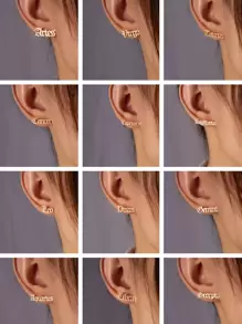 Bông tai hình chữ cái chòm sao - Vàng - Xem 1