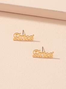 Bông tai hình chữ cái chòm sao - Vàng - Xem 3