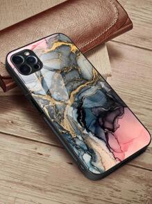 Marble Print Glass Phone Case - Multicolor - View 2