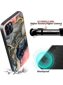 Marble Print Glass Phone Case - Multicolor - View 4