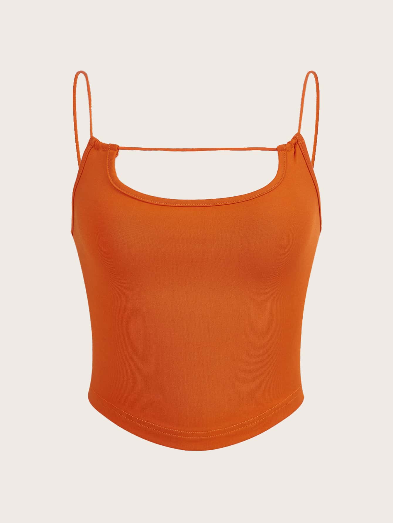 SHEIN EZwear 素色鏤空吊帶上衣 - 橘色 - 查看 1