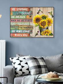 1 pieza con estampado de girasol sin enmarcar DIY diamante moderno muro decorativo pintura para casa adorno - Multicolor - Ver 3