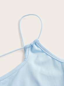 SHEIN EZwear 素色鏤空吊帶上衣 - 水鴨藍 - 查看 3