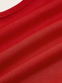 SHEIN BAE Solid Cut Out Crop Tank Top - Red - View 3