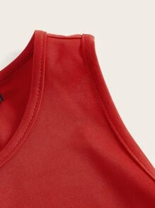 SHEIN BAE Solid Cut Out Crop Tank Top - Red - View 4