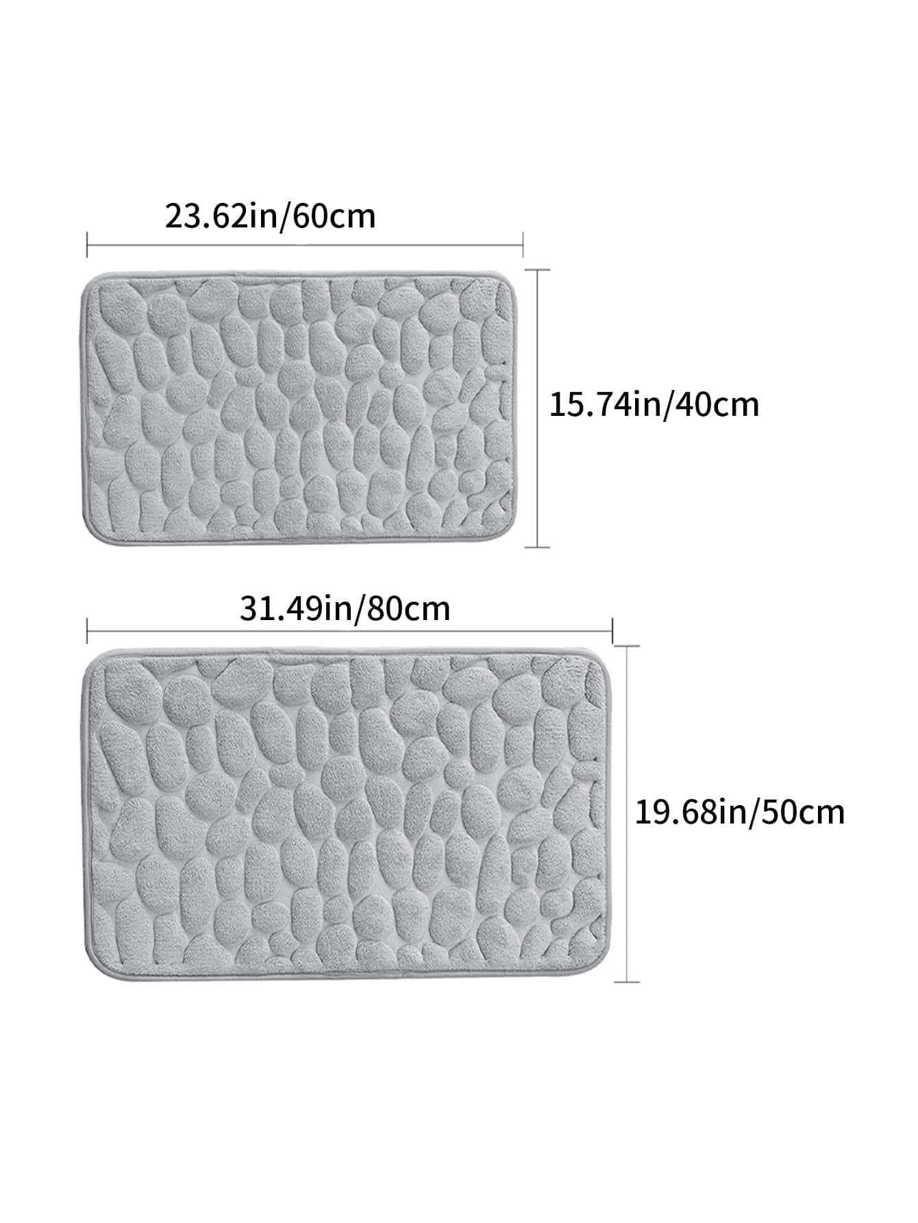 1入組石紋浴室毯現代滌綸吸水馬桶墊 - 淺灰色 - 查看 2