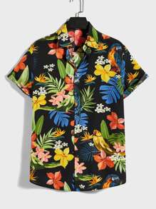 GENTILAND Men Tropical Print Shirt - Multicolor - View 1