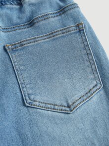 SHEIN Teen Girl Drawstring Waist Jeans - Light Wash - View 3