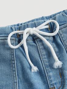 SHEIN Teen Girl Drawstring Waist Jeans - Light Wash - View 4