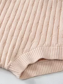 嬰兒1入組紐扣細節背帶針織連體衣 - 杏色 - 查看 4