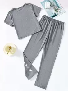 đồ ngủ bé gái Slogan Giải trí - Màu xám đen - Xem 2