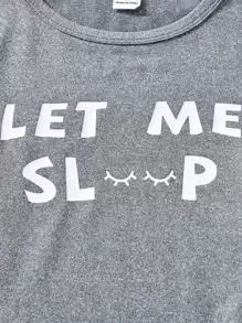 đồ ngủ bé gái Slogan Giải trí - Màu xám đen - Xem 3