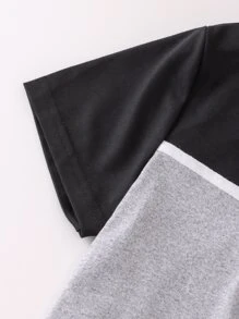 Đồ ngủ bé trai Sọc bên Khối Màu Lá thư Giải trí - Màu Xám nhạt - Xem 3