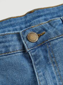 SHEIN Girlism Teen Girls Raw Hem Flare Leg Jeans - Medium Wash - View 3