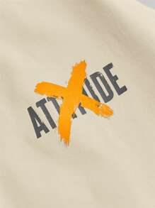 Manfinity VCAY Men Slogan Graphic Drop Shoulder Oversized Tee - Khaki - View 4