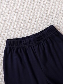 Mały chłopiec Kolorowe bloki Kieszeń połatana Koszulka i spodenki - Granatowy - Zobacz 3