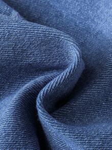 SHEIN 小女童貓抓痕紙袋腰牛仔褲 - 淺色水洗藍 - 查看 3