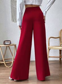 Chiquease High Waist Wide Leg Trousers - Red - View 2