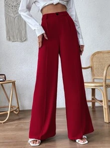 Chiquease High Waist Wide Leg Trousers - Red - View 4