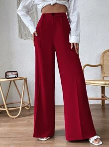 Chiquease High Waist Wide Leg Trousers - Red - View 5