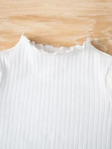 Playera De Punto Acanalado Con Ribete De Lechuga Para Bebé Niña