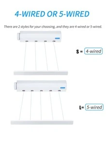 1pc ABS Automatic Retractable Clothesline, Modern Clothesline For Household - White - View 2