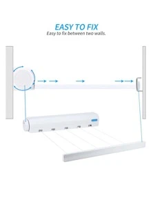 1pc ABS Automatic Retractable Clothesline, Modern Clothesline For Household - White - View 4