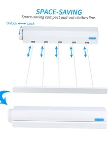 1pc ABS Automatic Retractable Clothesline, Modern Clothesline For Household - White - View 5