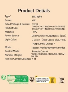 1pc 30/60/90/150 LED 1/2/3/5m LED Strip Light, Remote Control Light Strip For Home Decor - Multicolor - View 5