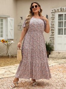 Nemidor 大碼碎花荷葉邊連衣裙 - 彩色 - 查看 3