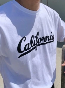 DAZY Men Letter Graphic Drop Shoulder Tee - White - View 3