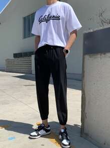 DAZY Men Letter Graphic Drop Shoulder Tee - White - View 5