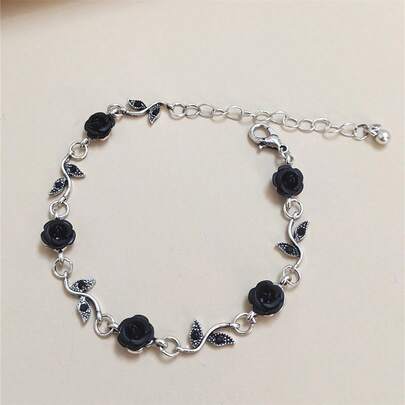 女士简约奢华小众休闲黑玫瑰手链