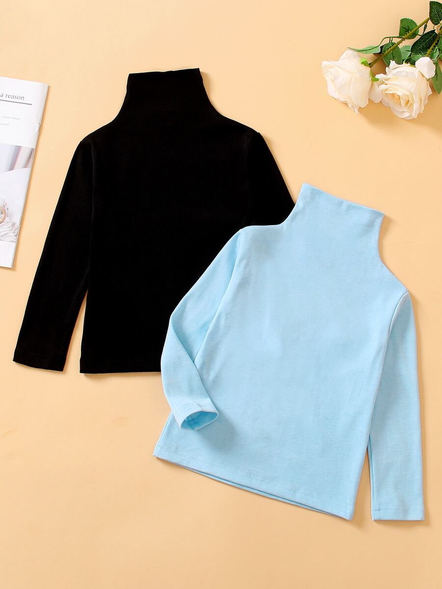 Toddler Boys 2pcs Solid High Neck Tee - Multicolor - View 1