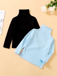 Toddler Boys 2pcs Solid High Neck Tee - Multicolor - View 2