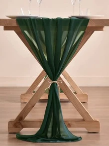 1pc Solid Color Table Runner, Minimalist Polyester Table Runner For Home - Green - View 2